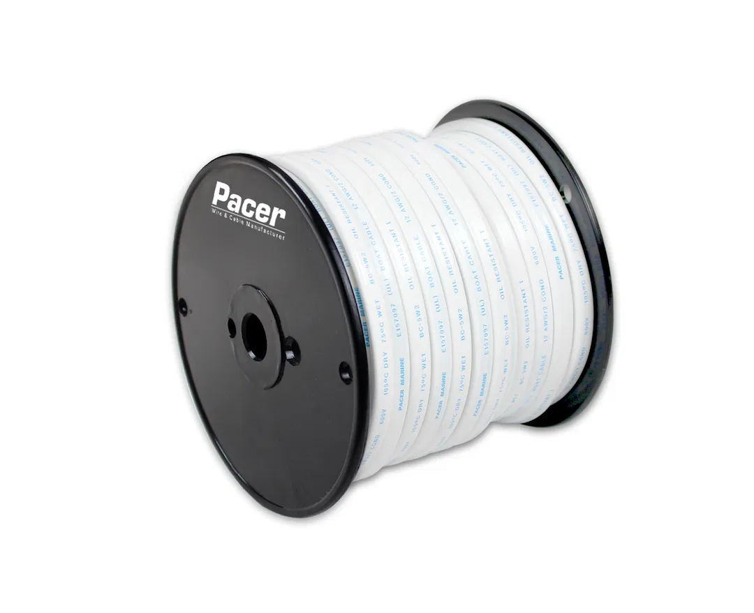 W14/2RYW-100 – PACER Duplex Wire, Stranded Conductor 14/2 AWG Flat Encasement 600 Volts 100 Foot Roll Red/ Yellow Tin...